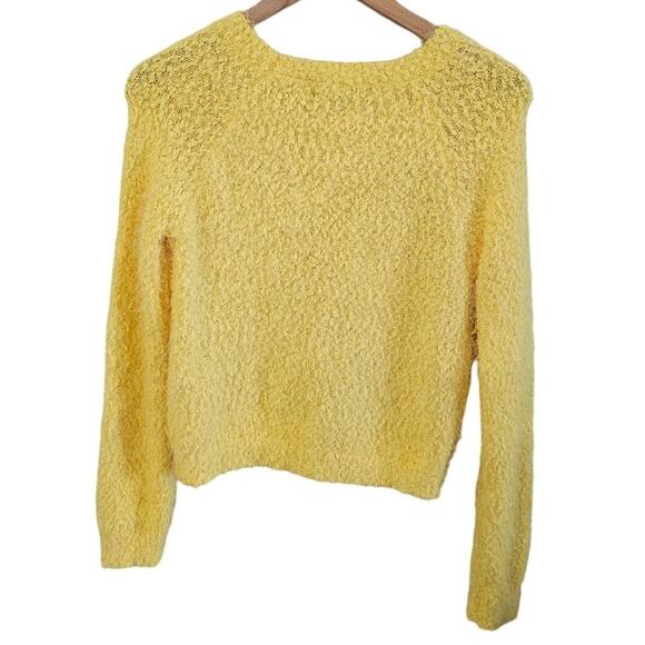 Heart Soul Popcorn Sweater Womens Sz Med Fuzzy Pullover Yellow Y2K Twee Style - Picture 2 of 7